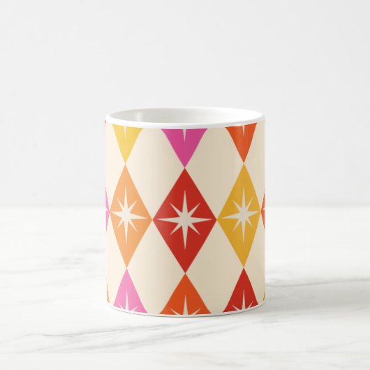 Midden-eeuwse moderne Starbursts op Retro Diamonds Koffiemok (Center)