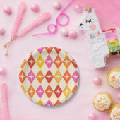 Midden-eeuwse moderne Starbursts op Retro Diamonds Papieren Bordje (Feest)