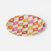 Midden-eeuwse moderne Starbursts op Retro Diamonds Papieren Bordje (Gekanteld)