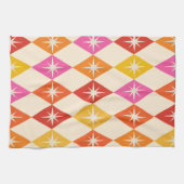 Midden-eeuwse moderne Starbursts op Retro Diamonds Theedoek (Horizontaal)