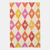 Midden-eeuwse moderne Starbursts op Retro Diamonds Theedoek (Verticaal)