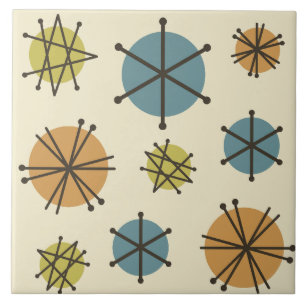 Midden-eeuwse moderne Starbursts veelkleurige Tegeltje