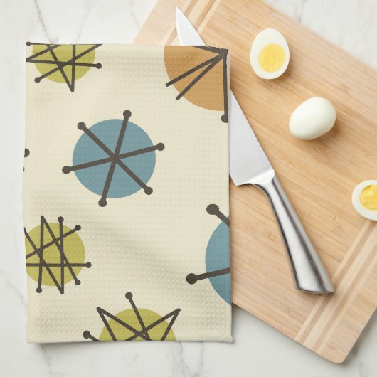 Midden-eeuwse moderne Starbursts veelkleurige Theedoek (Quarter Fold)