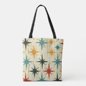Midden-Eeuwse Moderne Sterrenpatroon Blauwgroen, G Tote Bag (Achterkant)