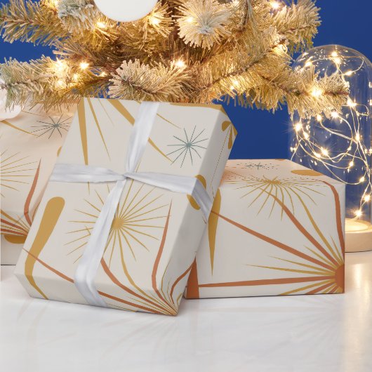 Midden-eeuwse moderne stervormig atoompatroon cadeaupapier (Feestdagen)