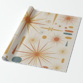 Midden-eeuwse moderne stervormig atoompatroon cadeaupapier (Uitgerold)