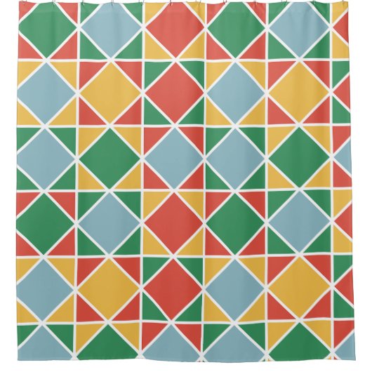 Midden-eeuwse moderne stijl kleurig patroon geel douchegordijn (Voorkant)