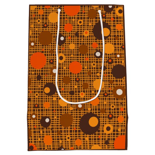 Midden-eeuwse moderne Stippen Patroon Bruin Sinaas Medium Cadeauzakje (Achterkant)