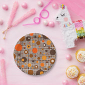 Midden-eeuwse moderne Stippen Patroon Bruin Sinaas Papieren Bordje (Feest)