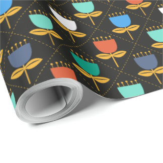 Midden-eeuwse moderne tulp - zwart cadeaupapier