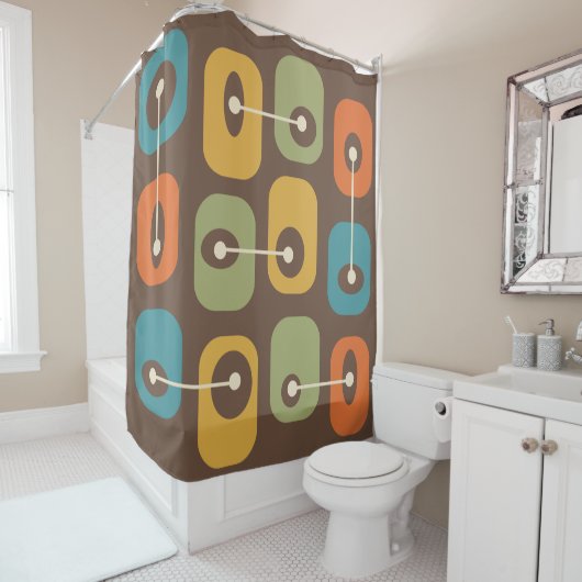 Midden-eeuwse moderne vierkante kubussen douchegordijn (In situ)