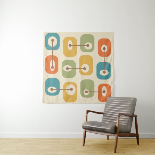 Midden-eeuwse moderne vierkante kubussen wandkleed (In situ)