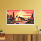 Midden-eeuwse moderne zonsondergang canvas afdruk (Insitu (Woonkamer))