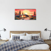 Midden-eeuwse moderne zonsondergang canvas afdruk (Insitu (Slaapkamer))