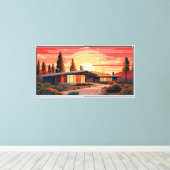 Midden-eeuwse moderne zonsondergang canvas afdruk (Insitu (Houten vloer))