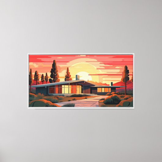 Midden-eeuwse moderne zonsondergang canvas afdruk (Voorkant)