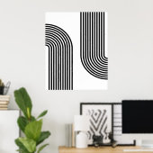Midden-eeuwse moderne zwart-wit Abstracte kunst Poster (Thuiskantoor)