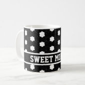 Midden-eeuwse moderne zwart-wit retro bloemenwinke koffiemok (Voorkant links)