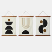 Midden-eeuwse moderne zwarte hedendaagse Abstracte Hangend Wandkleed (Driedubbel)