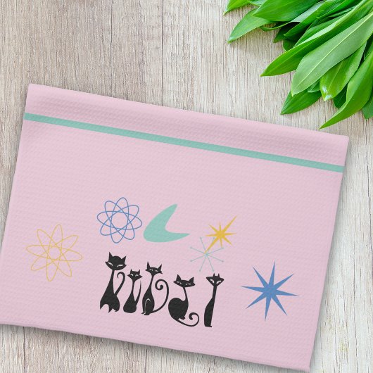 Midden-eeuwse moderne zwarte katten atoomkat van 5 theedoek