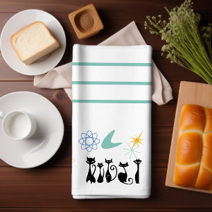 Midden-eeuwse moderne zwarte katten atoomkat van 5 theedoek