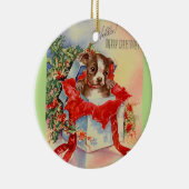 Midden-eeuwse mooie Baby Boston Terrier Keramisch Ornament (Rechts)