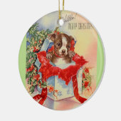 Midden-eeuwse mooie Baby Boston Terrier Keramisch Ornament (Links)