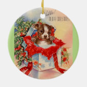 Midden-eeuwse mooie Baby Boston Terrier Keramisch Ornament (Achterkant)