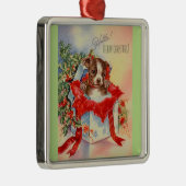 Midden-eeuwse mooie Baby Boston Terrier Metalen Ornament (Rechts)