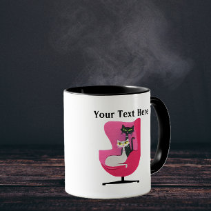 Midden eeuwse mooie katten zittend in een roze sto mok