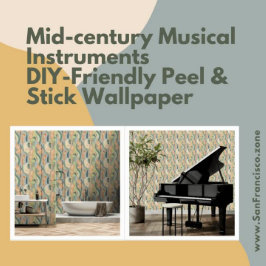 Midden-eeuwse muziekinstrumenten DIY Peel en Stick Behang