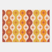 Midden-eeuwse Oranje Starbursts op  Ogee Inpakpapier Vel (Voorkant 3)