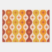 Midden-eeuwse Oranje Starbursts op  Ogee Inpakpapier Vel (Voorkant 2)