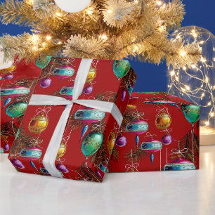 Midden-eeuwse ornamenten op rood cadeaupapier