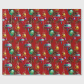 Midden-eeuwse ornamenten op rood cadeaupapier (Vlak)