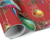 Midden-eeuwse ornamenten op rood cadeaupapier (Rol Hoek)
