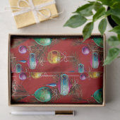 Midden-eeuwse ornamenten op rood tissuepapier (Geschenk)