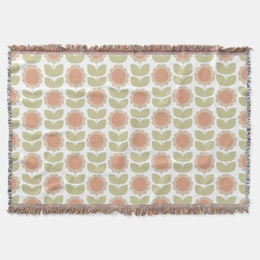 Midden-eeuwse Pastel Roze Retro Bloemmotief Deken (Voorkant)