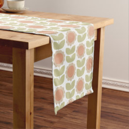 Midden-eeuwse Pastel Roze Retro Bloempatroon Medium Tafelloper