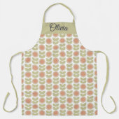 Midden-eeuwse Pastel Roze Retro Bloempatroon Schort (Voorkant)