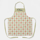 Midden-eeuwse Pastel Roze Retro Bloempatroon Schort (Voorkant)