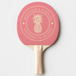 Midden-eeuwse Perzik Ananas Trouw Crest & Naam Tafeltennisbatje