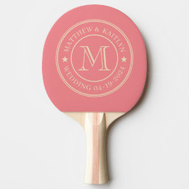 Midden-eeuwse Perzik Huwelijks Monogram Ster Tafeltennisbatje
