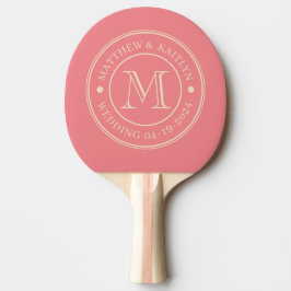 Midden-Eeuwse Perzik Huwelijksmonogram Tafeltennisbatje