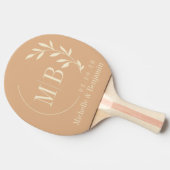 Midden-eeuwse Perzik Kus Blad Bruiloftsmonogram Tafeltennisbatje (Zijkant)