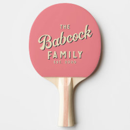 Midden-eeuwse perzik retro familienaam & jaar tafeltennisbatje