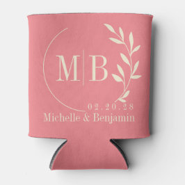 Midden-eeuwse Perzikblad Trouw Monogram Blikjeskoeler