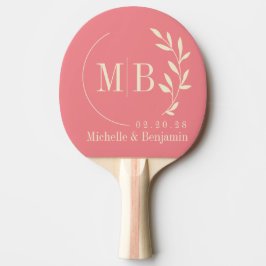 Midden-Eeuwse Perzikblad Trouw Monogram Tafeltennisbatje