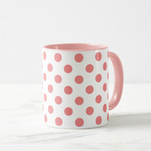 Midden-eeuwse polka stippen roze op witte Mok