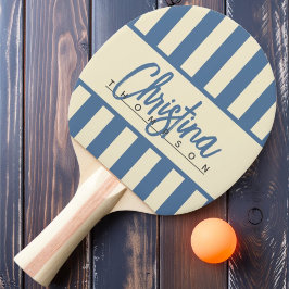 Midden-eeuwse Polo Candy Strepen Banner Capri Blau Tafeltennisbatje